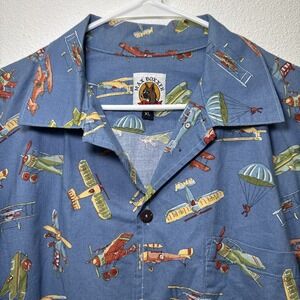 Max Boxxer XL Blue Hawaiian Camp Airplanes Parachute‎ Vintage